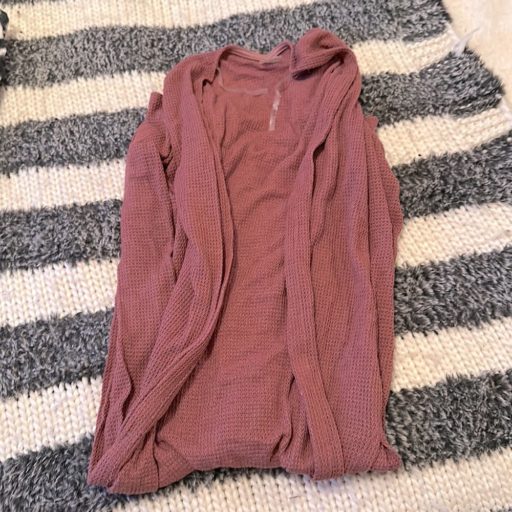 long mauve cardigan